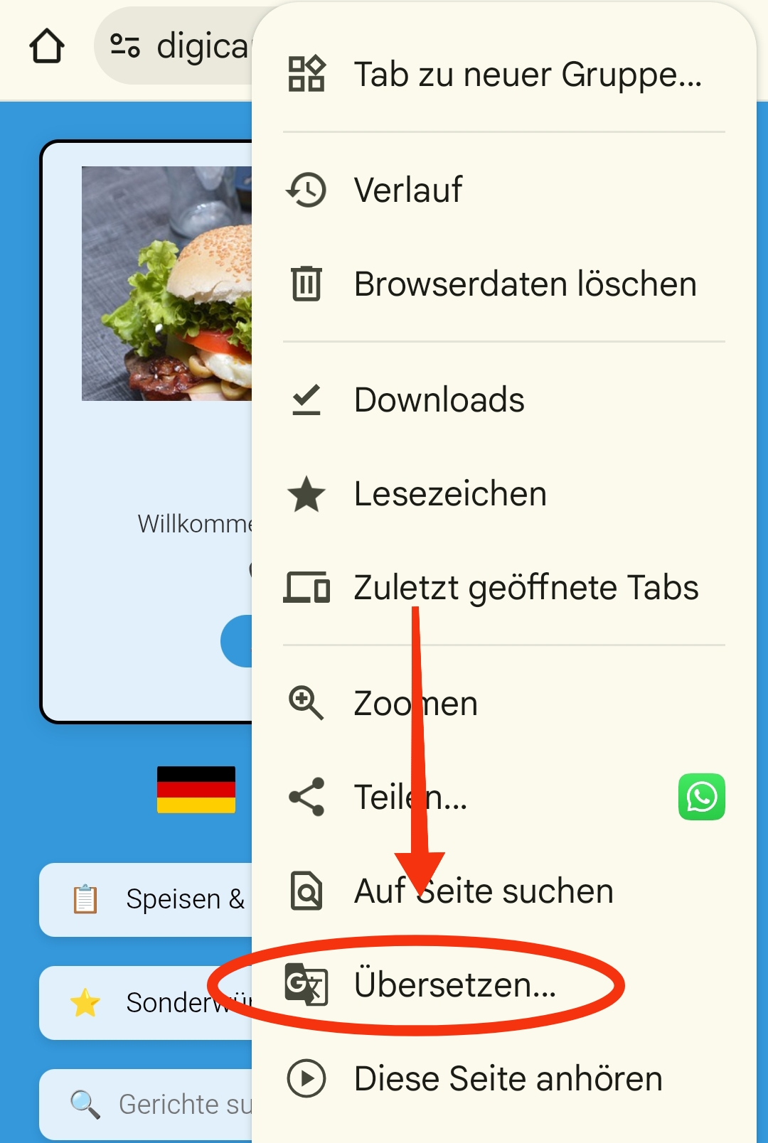 Schritt 2: Menü nach der Übersetzung